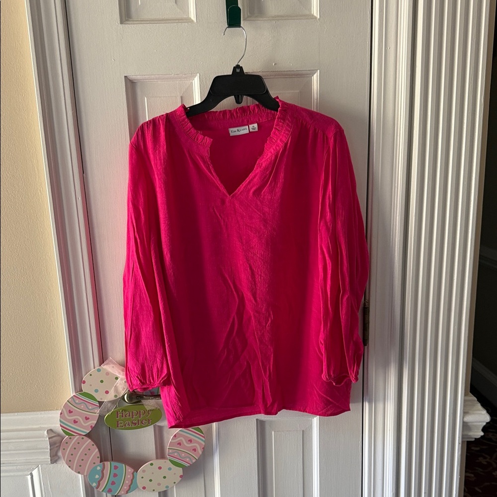 Kim Rogers Hot Pink V-Neck Blouse